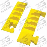 BUMBLE BEE Cable Protector End Cap: 4 Channels, Hinged, 3 in Max Cable Dia, 8 3/8 in Wd, 4 in Ht (MPN BB4EB-300GM-Y). Key specifications — Brand: BUMBLE BEE; Color: Yellow; Component: End Caps; Material: Polyurethane.