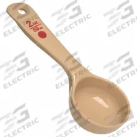 CARLISLE Measure Miser: 2 oz Capacity, Polycarbonate, Solid, Beige/Red, NSF Certified, Polycarbonate (MPN 432406). Key specifications — Manufacturer Part Number: 432406; Color: Beige/Red; Material: Polycarbonate; NSF Certified: Yes; Perforated/Solid: Solid; Product Type: Short Handle Measure Miser; Brand: CARLISLE.