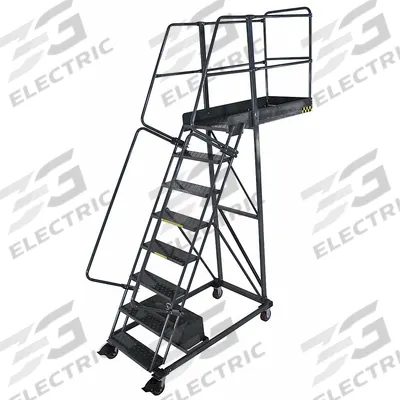 BALLYMORE Rolling Cantilever Ladder: 6.7 ft Platform Ht, Unassembled, Locking Casters - Unsupported Cantilever Ladders