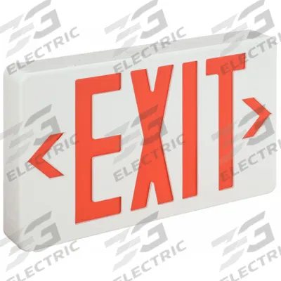 APPROVED VENDOR Exit Sign: Emergency Battery Backup, LED, White, Red, 1 or 2 Faces, Ceiling - Plastic Lighted Exit Signs
