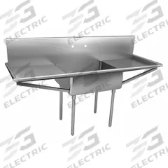 JUST MANUFACTURING Scullery Sink: 1 Bowls, 48 in Overall Ht, 75 in Overall Lg, 27 1/2 in Overall Wd (MPN NSFB124-24RL-2-J). Key specifications — Brand: JUST MANUFACTURING.