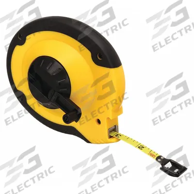 STANLEY Long Tape Measure: Manual, 34-130, SAE, 100 ft, 1/8 in, Plastic - Closed-Reel Long Tape Measures