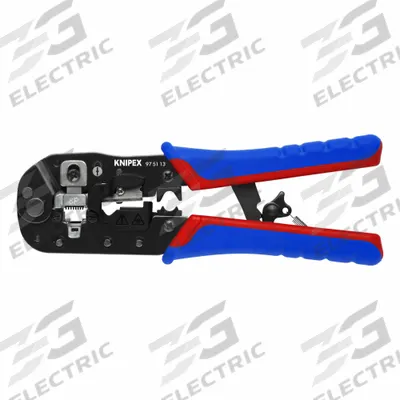 KNIPEX Crimping Pliers: For RJ-45, RJ45/Western Plug, 7 1/2 in Overall Lg - Modular Data Plug Crimpers