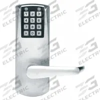 POWERPLEX Electronic Keyless Lock: 2 1/4 in Door Thick - Max, Push Button, Chrome (MPN P206ALL62641)