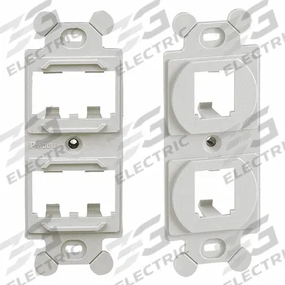 PANDUIT 106 Module Frame: Duplex/Mini Com, Bright White, 4 Ports - Voice & Data Housings