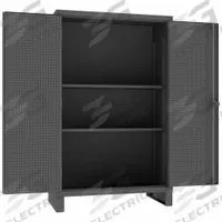 DURHAM MFG Pegboard Cabinet: 48 in x 30 in x 78 in, Swing Handle & Padlock Hasp, 12 ga Panel Thick (MPN HDCP304878-2S95). Key specifications — Cabinet Color: Gray; Method of Construction: Welded; Base Type: Legs; Assembled: Assembled; Mobility: Stationary; Adjustable Shelves: Adjustable; Cabinet Finish: Powder Coated; Cabinet Material: Steel.
