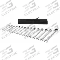 WESTWARD Combination Wrench Set: Alloy Steel, Chrome, 15 Tools, 6 mm to 20 mm Range of Head Sizes (MPN 54DG24). Key specifications — attr309581: Chrome; attr309580: Alloy Steel; attr309571: No; attr309583: No; attr309587: No; attr324931: WESTWARD; attr309569: 6 mm to 20 mm; attr309572: Pouch.