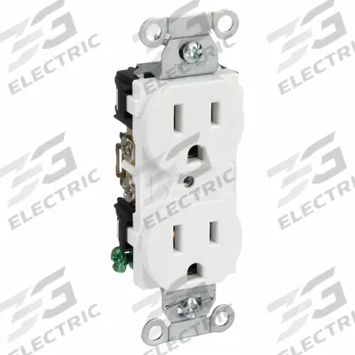 HUBBELL Receptacle: Duplex, 5-15, White, 125V AC, 15 A, 2 Pole / 3 Wire (MPN BR15WHI) - General Purpose Receptacles