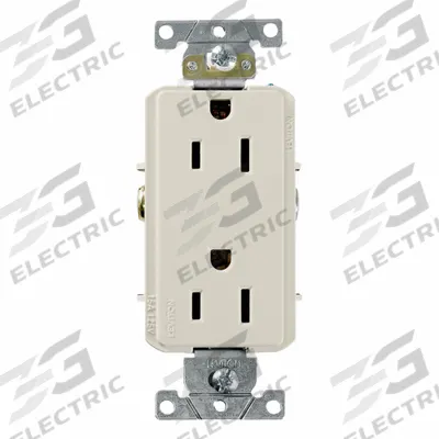 LEVITON Decora Plus Duplex Receptacle Outlet: Duplex, 5-15, Light Almond, 125V AC - General Purpose Receptacles