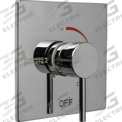 CHICAGO FAUCETS Tub and Shower Valve Trim: Square Trim Plate, Brass, Polished Chrome Finish (MPN SH-TK2-00-000). Key specifications — Compatible Product Type: Thermostatic/Pressure Balancing Tub and Shower Fitting; Brand: CHICAGO FAUCETS; Trim Plate Material: Brass; Product Type: Trim Kit; Trim Plate Shape: Square; Trim Finish/Color: Chrome.