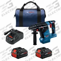 BOSCH Rotary Hammer and Battery: D-Handle, 18V DC, SDS-Plus, 1 3/16 in max, 8.0 Ah, 1.8 ft-lb (MPN GBH18V-24CK24). Key specifications — attr113828: 1.8 ft-lb; attr113858: 18V DC; attr113796: BOSCH; attr113851: 1 in; attr113808: 0 bpm to 4,350 bpm; attr113803: Yes; attr113838: Hammer and Rotate; attr113809: Yes.