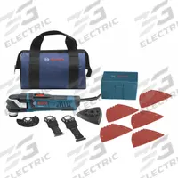 BOSCH Oscillating Tool Kit: 8,000 to 20,000, 3° Oscillation Angle, 4 A Current, 11 in Tool Lg (MPN GOP40-30B). Key specifications — attr1255112: BOSCH; attr1255090: 8,000 to 20,000; attr1255081: Yes.