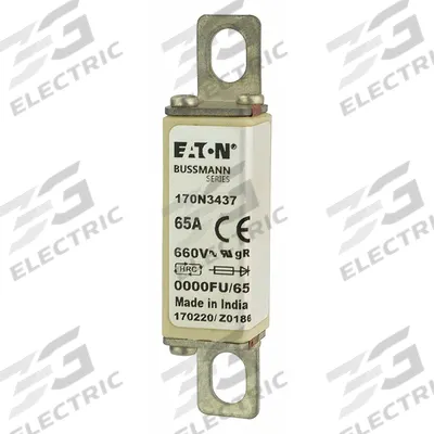 BUSSMANN Semiconductor Fuse: 170N Series, Fast-Acting, 65 A, 660 V AC - Fast-Acting Bolt-On Fuses