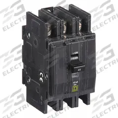 SQUARE D Miniature Circuit Breaker: 45 A, 120/240V AC, Three Phase, 10kA at 120/240V AC, 3 Poles (MPN QOU345). Key specifications — Phase: Three; Amps: 45 A; AC Voltage Rating: 120/240V AC; Max. AIR Rating: 10kA at 120/240V AC; For Use With: Air Conditioning and Refrigeration Equipment; Brand: SQUARE D.
