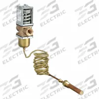 JOHNSON CONTROLS Pressure Regulating Valve: Temp, Three-Way, 27 gpm Max., 115°F to 180°F (MPN V47AB-3C). Key specifications — For Refrigerant Type: R-134A; Brand: JOHNSON CONTROLS; Body Material: Brass.