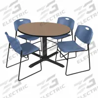 CAIN Cafe/Breakroom Table: Laminate, Oak, 29 in Overall Ht - Max, Circle, Black, 1 in Tabletop Thick (MPN TB48RNDNO44BE). Key specifications — attr1039436: CAIN; attr1039447: Black; attr1039448: Metal; attr1039806: Black; attr1039828: Oak; attr1039829: Circle; attr1039830: Laminate; attr1039831: Laminate.