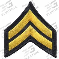 HEROS PRIDE Embroidered Patch: CPL, 3 in, Black/Gold, Plastic, Sew-On, Rank Insignia, 1 PR (MPN 15404C). Key specifications — attr1074238: Sew-On; attr188498: 3 in; attr188499: Gold; attr188500: Plastic; attr188503: CPL; attr193746: HEROS PRIDE.