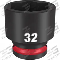 MILWAUKEE Standard Impact Socket: 1/2 in Drive Size, Metric, 32 mm Socket Size, 6-Point, Std (MPN 49-66-6264). Key specifications — attr1215501: MILWAUKEE; attr1215515: Black Phosphate; attr1215518: 32 mm.