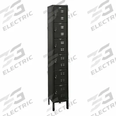 HALLOWELL Locker: 12 in x 15 in x 78 in, 6 Tiers, 1 Units Wide, Louvered, Padlock - Louvered Metal Box Lockers