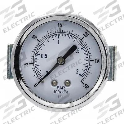 PIC GAUGES Industrial Pressure Gauge: 0 psi to 30 psi, 2 1/2 in Dial, 1/8 in NPT Male - U-Clamp Panel-Mount with Copper Wetted Parts