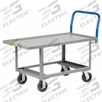 LITTLE GIANT Platform Truck: 2,000 lb, 60 in L x 24 in W x 26 in H Deck, Solid, 12 ga Deck, Rubber (MPN RNL-2460-6MR). Key specifications — Side Panel Type: No Side Panels; Brand: LITTLE GIANT; Color: Blue; Caster/Wheel Configuration: (2) Rigid.