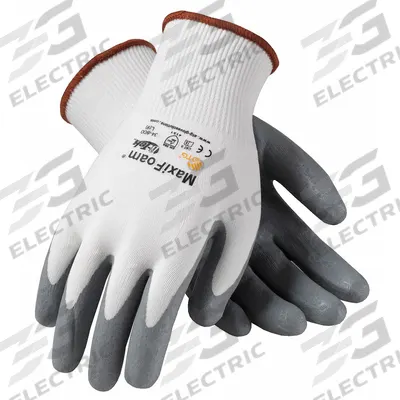 PIP Coated Gloves: XS ( 6 ), Foam, Microporous Nitrile, Palm, Dipped, ANSI Abrasion Level 2 - Knit Gloves with Microporous Nitrile Coating