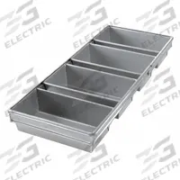 CHICAGO METALLIC Bread Pan: Aluminized Steel, 4 Slots, 10 3/4 in Overall Wd, 3 in Overall Dp, Silver (MPN 49415). Key specifications — Pan Style: Open Top Bread Pan; Brand: CHICAGO METALLIC; Color: Silver; Material: Aluminized Steel; NSF Certified: No; Number of Slots: 4.