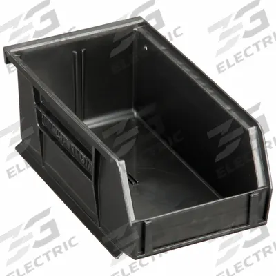 QUANTUM STORAGE SYSTEMS Hang and Stack Bin: 4 1/8 in x 7 3/8 in x 3 in, Black - Recycled Plastic Bins