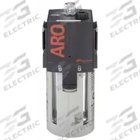 ARO Compressed Air Lubricator: Mist, 3/8 in NPT, 85 cfm, 150 psi Max Op Pressure, 125°F Max Op Temp (MPN L36331-100). Key specifications — attr111774: Aluminum; attr111402: 2000; attr111761: ARO.