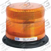 ECCO Beacon Light: Flashing Beacon, Amber, 4 7/8 in Overall Ht, LED, 12-48V DC (MPN EB7930A). Key specifications — Operating Voltage: 12-48V DC; Number of Flash Patterns: 11; Includes: Mounting Hardware; Electrical Connection: Blunt Cut Wires; Mount Type: Bolt; Brand: ECCO; Shape: Round; Lighting SAE Class Rating: SAE Class 2.