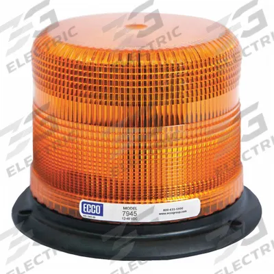 ECCO Beacon Light: Flashing Beacon, Amber, 4 7/8 in Overall Ht, LED - Vehicle Flashing Beacons