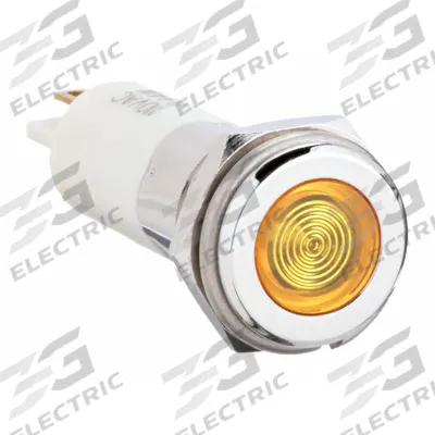APPROVED VENDOR Flush Panel Light: 12 mm Panel Mounting Hole Dia, LED, Yellow, Flush Head - LED Indicator Pilot Lights