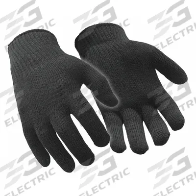 REFRIGIWEAR Glove Liners: Acrylic, 9 in Glove Lg, Black, Knit Cuff, Universal Glove Size - Insulating Glove Liners