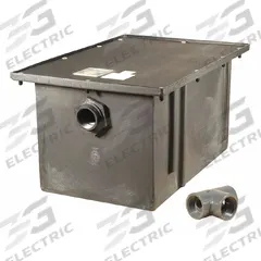 ZURN Grease Interceptor: 40 lb Capacity, 20 gpm Flow Rate, 19 1/2 in Overall Wd, 29 in Overall Lg (MPN GT2702-20). Key specifications — Material: Plastic; Includes: Mounting Hardware; Brand: ZURN.