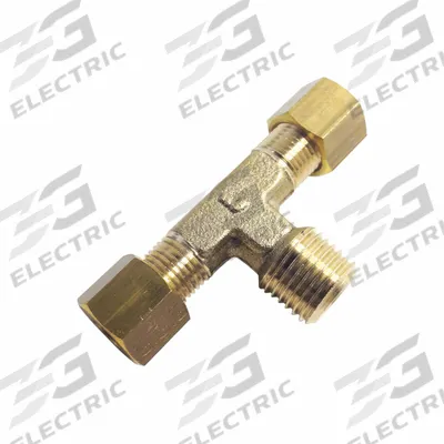 PARKER Compression Tee Fitting: 6 mm OD x 6 mm OD x 1/8 in Pipe Fitting Size - Standard Sleeve Brass Compression Fittings