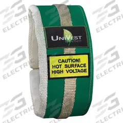 UNITHERM Insulated Pipe Jacket: For 38 in to 44 in Circumference, Ceramic Fiber, 4 in Cover Wd (MPN UVST 5004). Key specifications — Color: Green; Cover Type: Insulation Jacket; Fastening System: Buckled Strap; For Valve Type: Universal; Jacket Material: Teflon Coated Fiberglass Cloth; Brand: UNITHERM; For Fitting Type: Straight Pipe Sections.