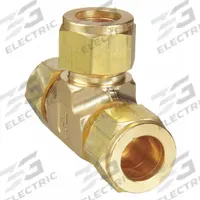 PARKER Compression Tee Fitting: 3/4 in OD x 3/4 in OD x 3/4 in OD Size, Brass (MPN 12-12-12 JBZ-B). Key specifications — attr1196838: CPI™; attr1196811: PARKER.