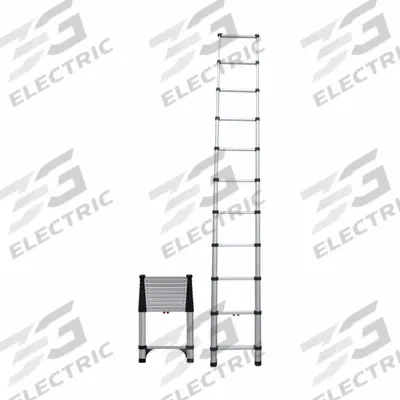 TELESTEPS Telescoping Ladder: 11 ft Ladder Size, Aluminum, 250 lb Load Capacity - Lightweight Aluminum Telescoping Extension Ladders