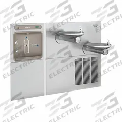 ELKAY Bi-Level Drinking Fountain with Bottle Filler: In-Wall, 8 gph @ 50°F, Stainless Steel, Gray (MPN LZWS-SFGRN28K). Key specifications — Brand: ELKAY; Housing Material: Stainless Steel; Filter Access: Bottom Panel Access; Housing Finish: Stainless; Chilling Capacity: 8 gph @ 50°F; Housing Color: Gray.