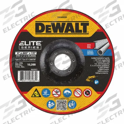 DEWALT Depressed Center Cut-Off Wheel: Type 27, 5" x 0.045" x 7/8", Zirconia Alumina - High-Performance Cut-Off Wheels for Carbon & Stainless Steel