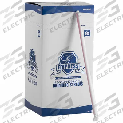APPROVED VENDOR Disposable Straw: Red, 10 1/4 in Lg, Wrapped, Commercially Compostable - Plastic Drinking Straws