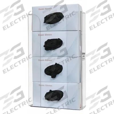 BOWMAN DISPENSERS Glove Dispenser: PETG, 10 1/2 in Overall Wd, 19 1/8 in Overall Ht - Clear-View Wall-Mount Boxed Glove Dispensers