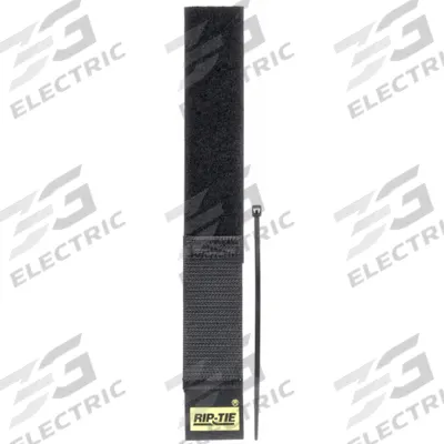 RIP-TIE Hook-and-Loop Cable Tie: 9 in Lg, 2.25 in, 1 in Wd, Nylon, Black - Tethered Hook-and-Loop Cable Ties