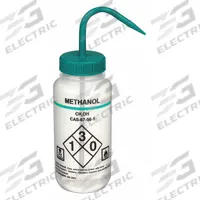 APPROVED VENDOR Wash Bottle: 500 mL, Methanol, Green, Wide, Std Spout Spout, White, 72.1 mm Body Dia (MPN 24J901). Key specifications — Closure Color: Green; Vented/Nonvented: Vented; Body Color: White; Brand: APPROVED VENDOR; Imprinting Group: Specific Chemicals.
