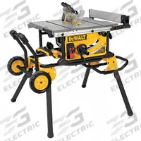 DEWALT Table Saw: 120 V AC Volt, 15 A Current, 12 in Left to 32 1/2 in Right, -2°to 45° (MPN DWE7491RS). Key specifications — attr1170599: DEWALT; attr1170609: No Automatic Blade Safety Retraction.