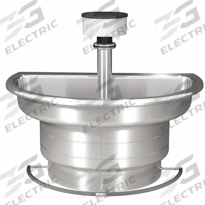 BRADLEY Wash Fountain: Silver, Stainless Steel, Semi-Circular, 36 in Overall Wd - Foot-Operated Push Bar Wash Fountains