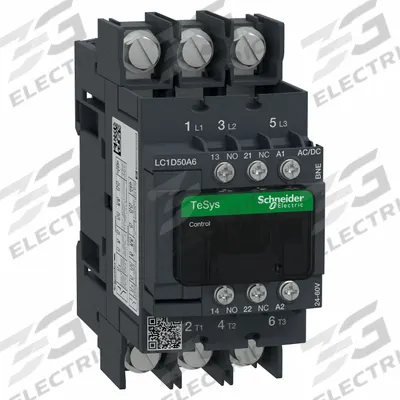 SCHNEIDER Contactor: Non-Reversing, 3 Poles, 3NO Contacts, 50 A - Non-Reversing IEC Contactors