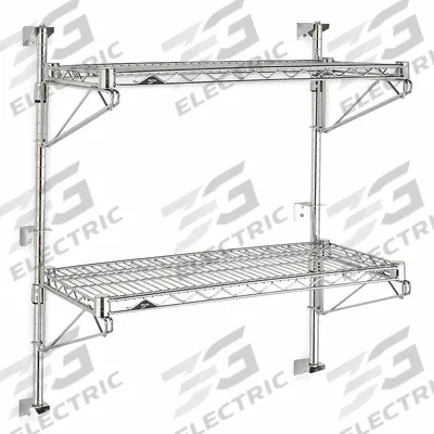 METRO Wire Wall Shelf: 48 in x 18 in, 2 Shelves, 125 lb Load Capacity per Shelf - Adjustable-Height Steel Wire Wall-Mount Shelving