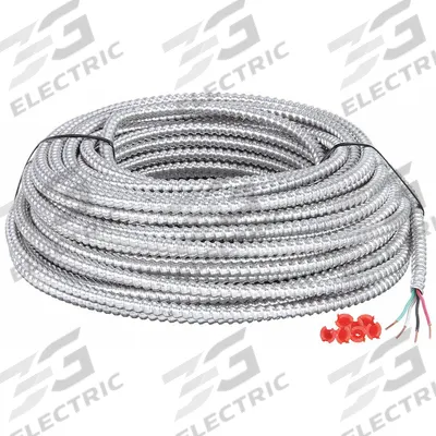 SOUTHWIRE Metal Clad Armored Cable: 14 AWG, 3 Conductors, Copper, 100 ft, Aluminum - Standard Metal-Clad Cables