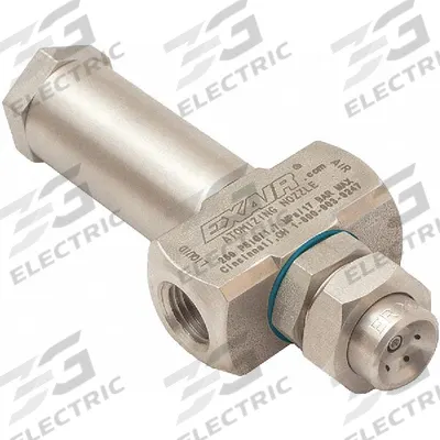 EXAIR Atomizing Spray Nozzle: Pressure, 0.9 scfm, Round, 1/4 in FNPT, FNPT - External Mix Air-Atomizing Spray Nozzles